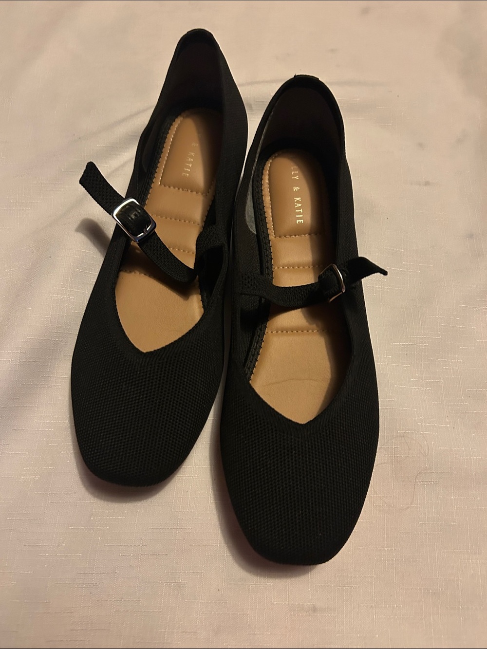 Kelly & Katie Black Mary Jane Flats with Buckle Strap